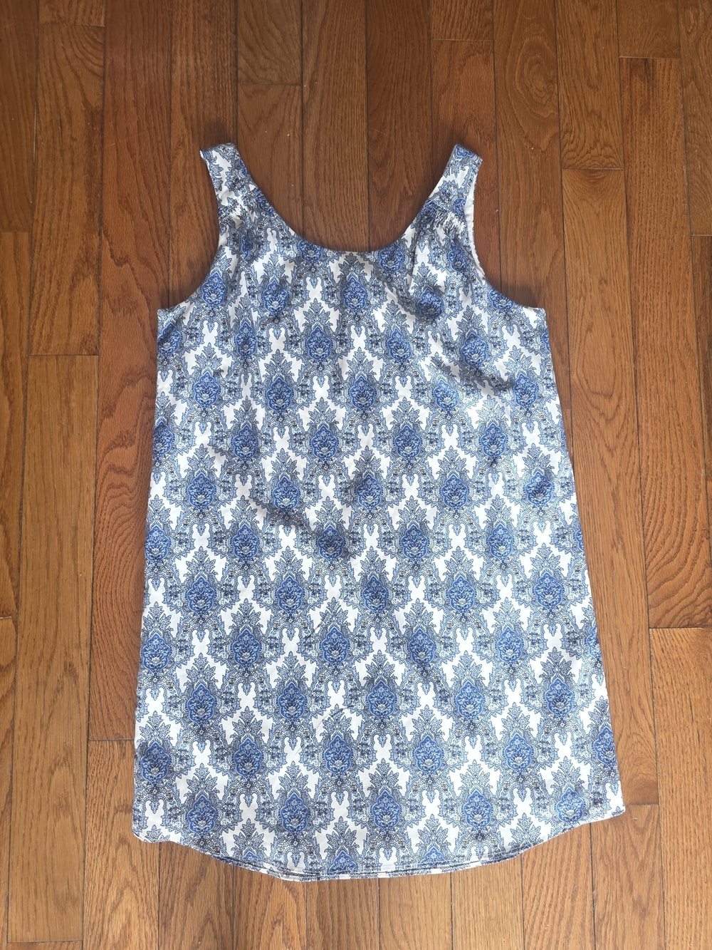 Lila Rose Blue and White Printed Tank Mini Dress